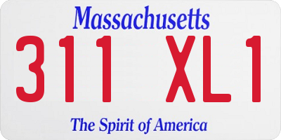 MA license plate 311XL1