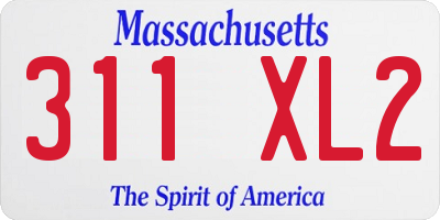 MA license plate 311XL2