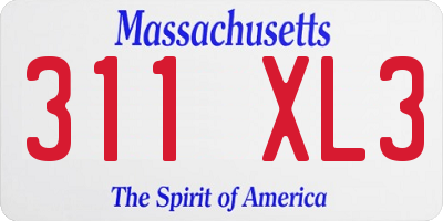 MA license plate 311XL3