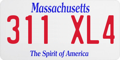 MA license plate 311XL4