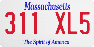 MA license plate 311XL5
