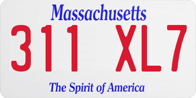 MA license plate 311XL7
