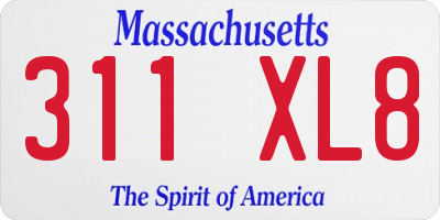 MA license plate 311XL8