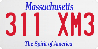 MA license plate 311XM3