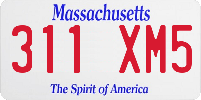 MA license plate 311XM5