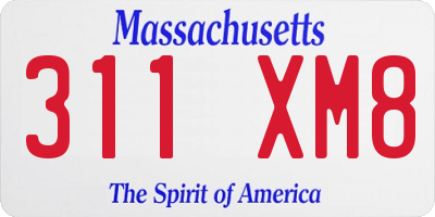 MA license plate 311XM8