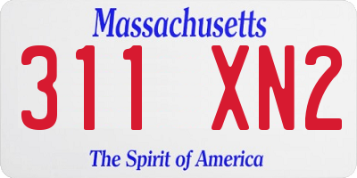 MA license plate 311XN2