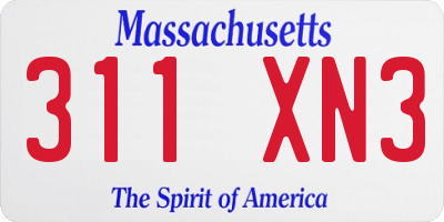 MA license plate 311XN3