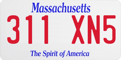 MA license plate 311XN5