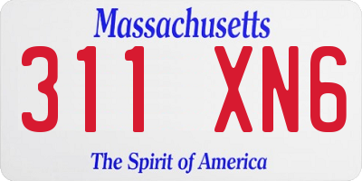 MA license plate 311XN6