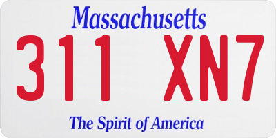MA license plate 311XN7