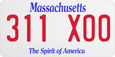 MA license plate 311XO0