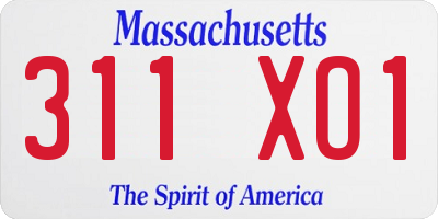 MA license plate 311XO1