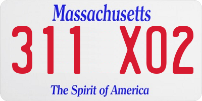 MA license plate 311XO2