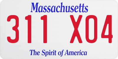 MA license plate 311XO4