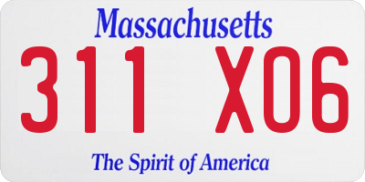 MA license plate 311XO6