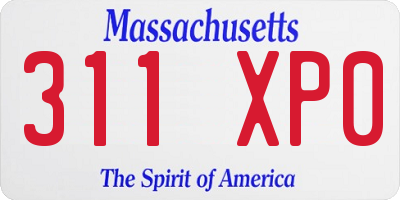 MA license plate 311XP0