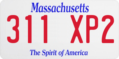MA license plate 311XP2