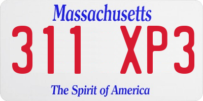 MA license plate 311XP3