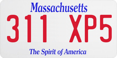 MA license plate 311XP5