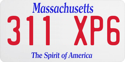 MA license plate 311XP6