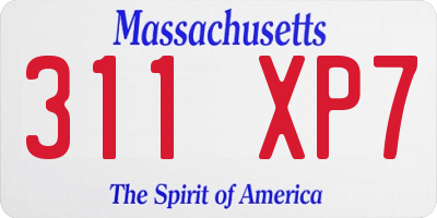MA license plate 311XP7