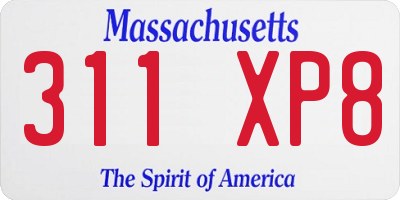 MA license plate 311XP8