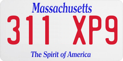 MA license plate 311XP9