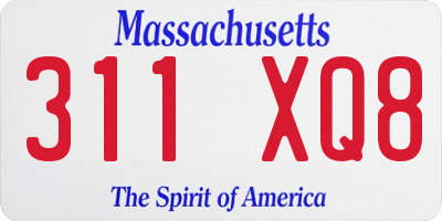 MA license plate 311XQ8
