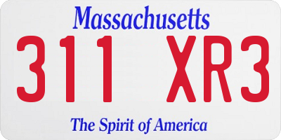 MA license plate 311XR3