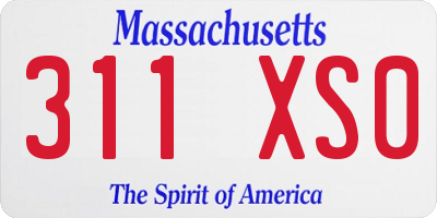 MA license plate 311XS0