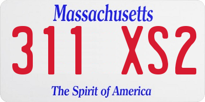 MA license plate 311XS2