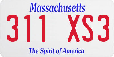 MA license plate 311XS3