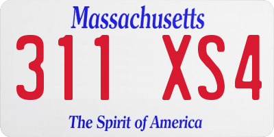 MA license plate 311XS4