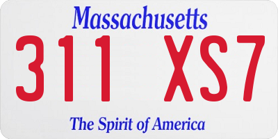 MA license plate 311XS7