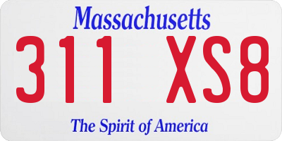MA license plate 311XS8