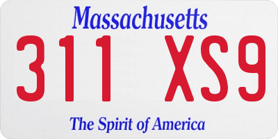 MA license plate 311XS9
