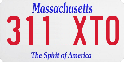 MA license plate 311XT0