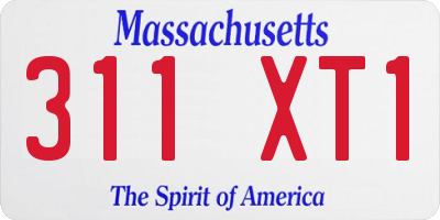 MA license plate 311XT1