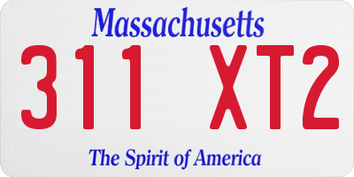 MA license plate 311XT2
