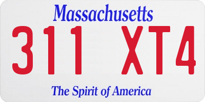 MA license plate 311XT4