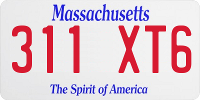MA license plate 311XT6