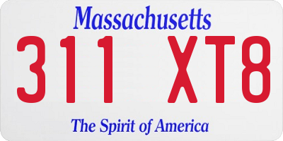 MA license plate 311XT8