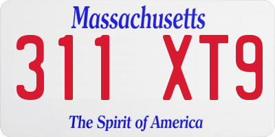 MA license plate 311XT9