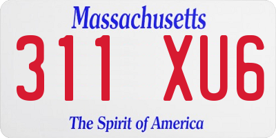 MA license plate 311XU6