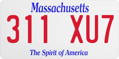 MA license plate 311XU7