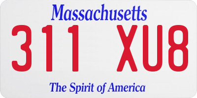 MA license plate 311XU8