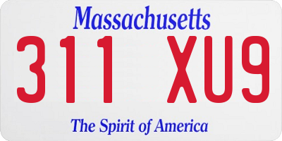 MA license plate 311XU9