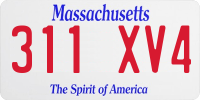 MA license plate 311XV4