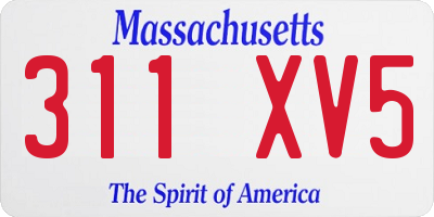 MA license plate 311XV5